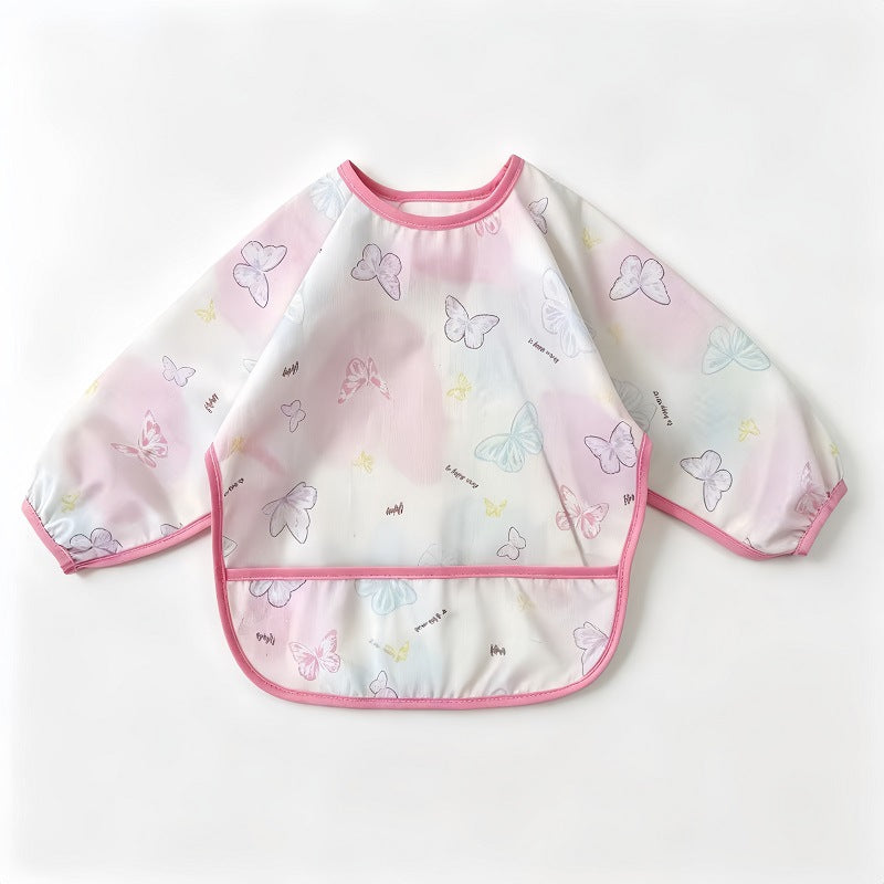 Kidslong sleeveswaterproof smock eating bib infant anti-dirty clothing food supplement apron children's painting waterproof rice pocket