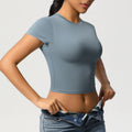 double-sided nylon casual tight-fitting quick-drying pilates tops yoga wear short-sleeved running fitness sports t-shirt