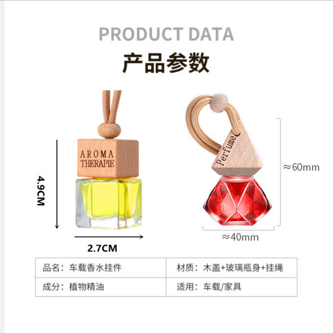 Car perfume square pendant hanging car aromatherapy bottle refill liquid fragrance long-lasting light fragrance car interior pendant