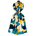 Luxury retro v-neck printed dress - women's summer french style tie-waist loose fit slimming midi shirt dress