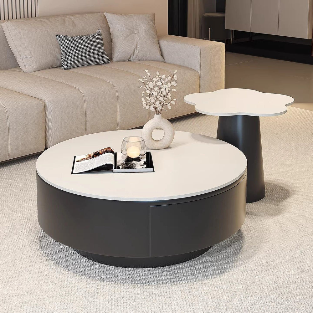 Round slate coffee table combination living room for home italian normcore tea table large and small apartmentaccessible luxuryclassy sense tea table