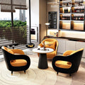 Minimalist commercial reception area casual sofa small round table set hotel reception negotiation table and chairs business leather sofa