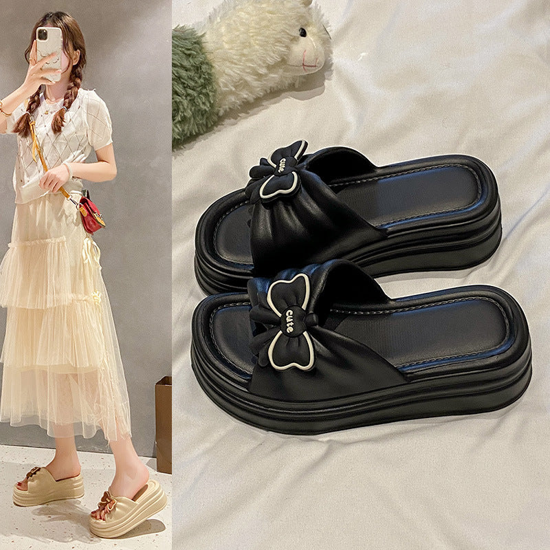 Women's thick-soled slippers: new height-increasing, non-slip, outdoor/indoor eva platform slides - comfortable thong sandals