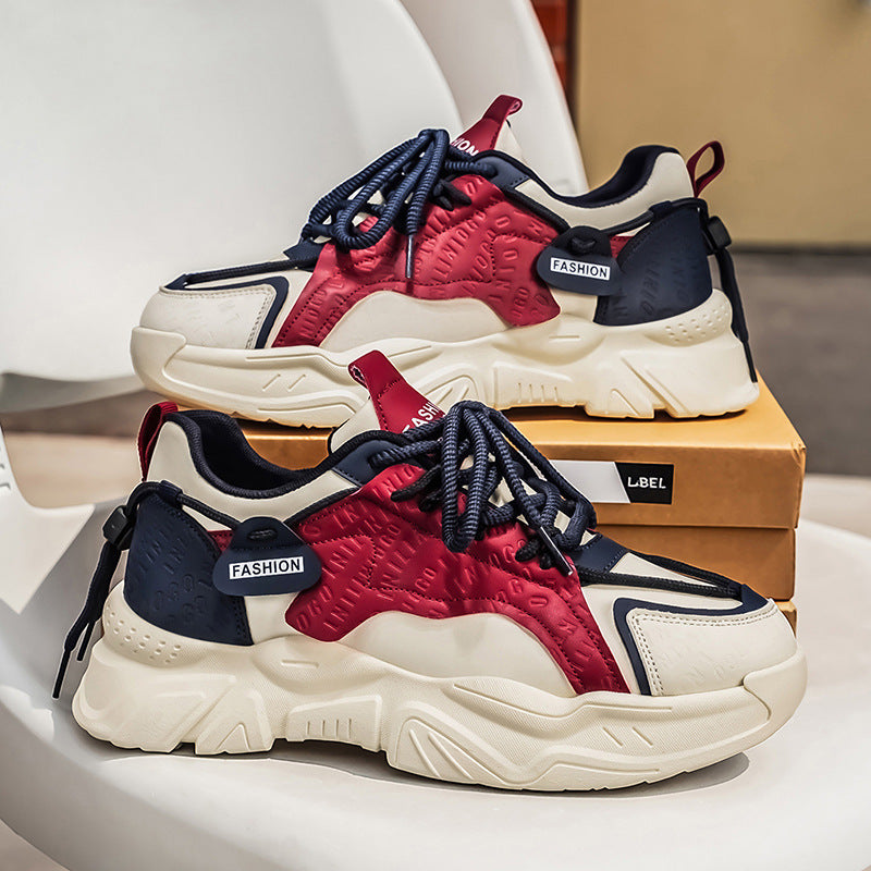 Dad shoes men's shoes 2026 spring new breathable trendy shoes men's trendyeasiest for matchthick sole heightened casual sports shoes