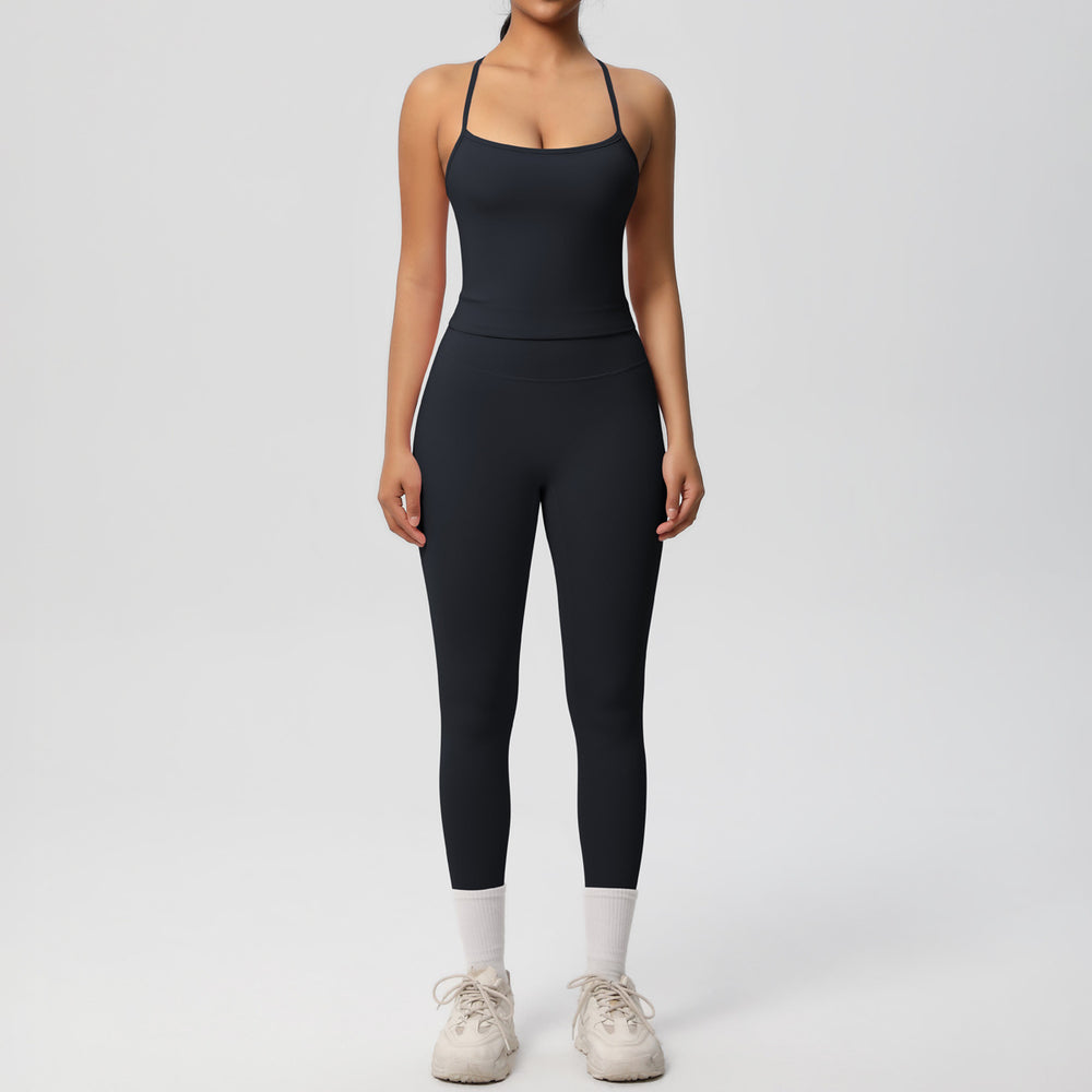 New arrival: european and american style solid color double-sided brushed breathable compression yoga set - 8 piece activewear set for running and fitness