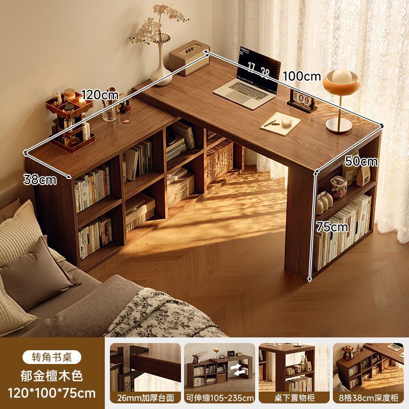 Corner desk bookshelf bookcase all-in-one table bedroom home extendable vanity corner computer desk office desk