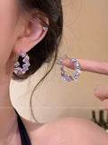 Explosive zircon hoop earrings niche style design earrings exaggerated fashionelegant earrings women's earrings korean niche style