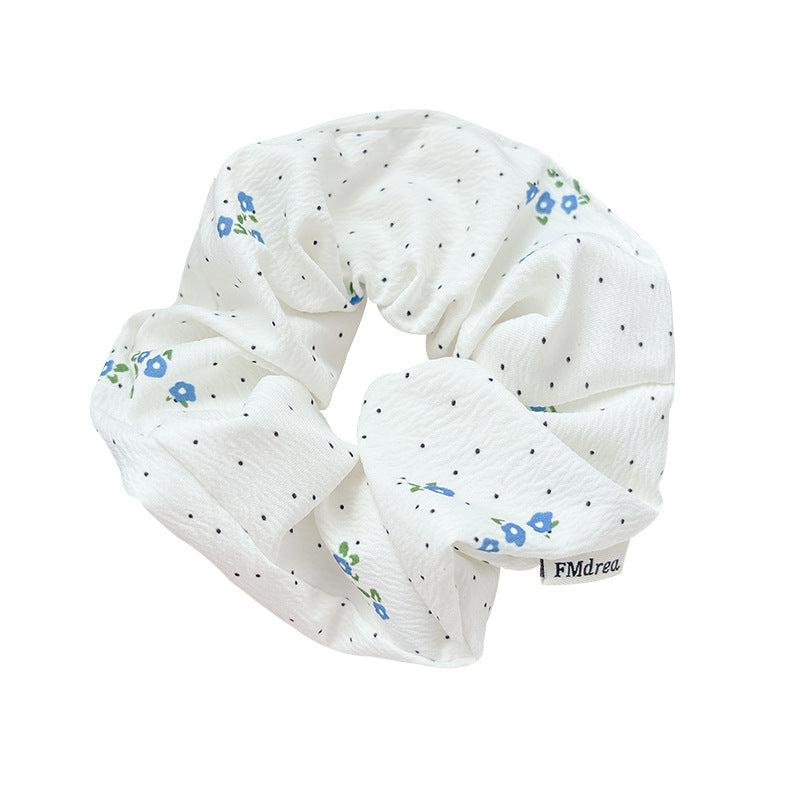 Korean style floral fabric scrunchie - premium hair tie for women - chic hair accessory for messy bun or ponytail
