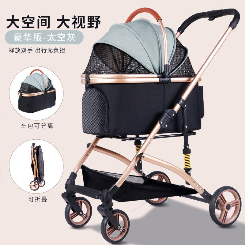 Pet stroller for dogs and cats - portable, foldable, lightweight, and large capacity cat carrier for small to medium breeds