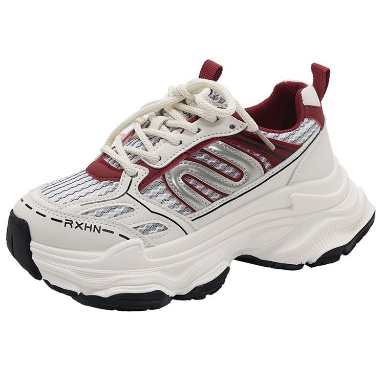 Thick sole dad shoes for women 2026new arrivalautum thin mesh breathable mesh shoes heighteningcasual sports shoes