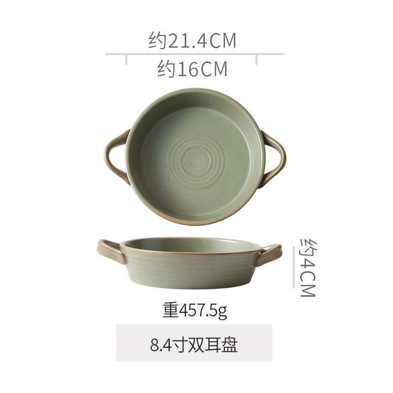 Vintage chic ceramic dinnerware - restaurant & hotel grade, unique ribbed design, steak & western cuisine plates, high-style deep dishes for home use
