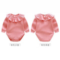 Girls' european and american style spring/autumn long-sleeve ruffle solid color romper jumpsuit outfit