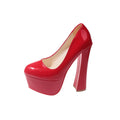 plus sizeautumnew arrival thick heel waterproof platform catwalk thick sole round toe fashionfashion bright leather high heel flats women