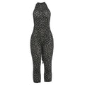 European and american style  autumn  new arrival: unique streetwear trendy printed sleeveless bodycon backless jumpsuit for women