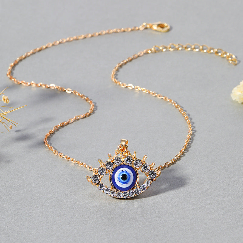 Sweater necklace wholesale european and american cross-border devil's eye jewelry pendant female niche exaggerated multi-layered clavicle chain