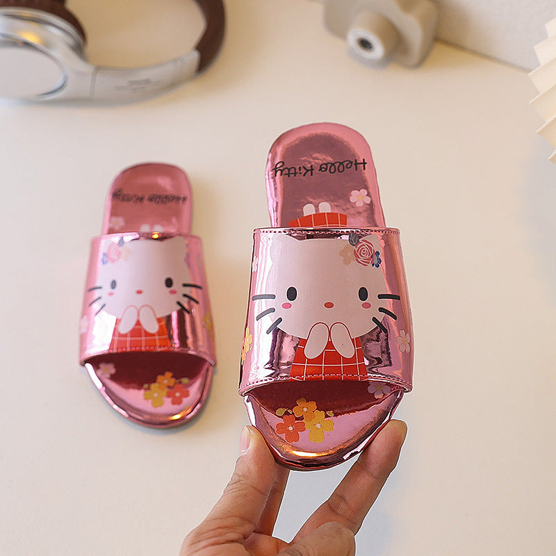 Custom summer girls' indoor/outdoor slippers & sandals - comfortable casual shoes with bow detail for little girls (sizes for mid-to-large children)