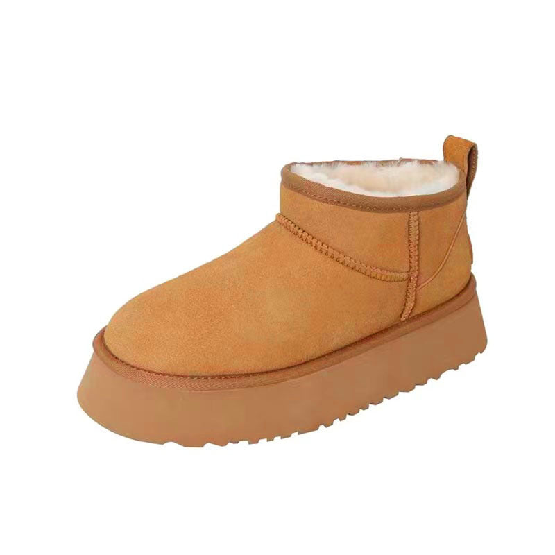 Fleece-lined snow boots for women, thick-soled, 2026 winternew arrival fur all-in-one short boots, thickened non-slip cotton shoes