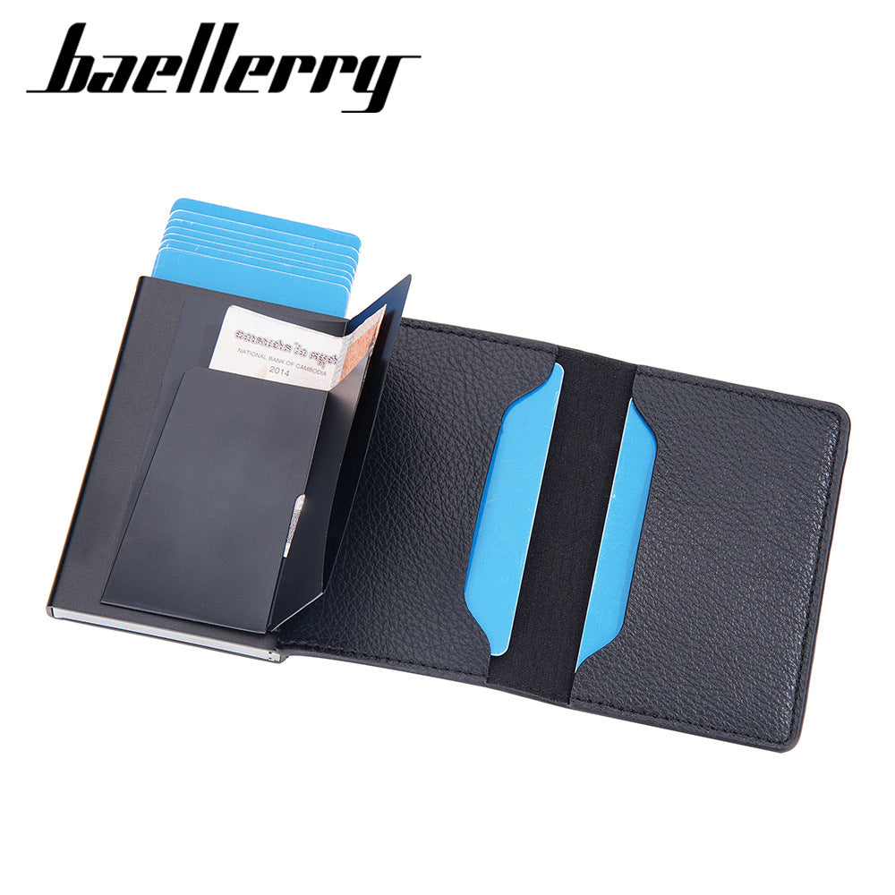 Baellerry new men's card bag  RFID anti-degaussing card clip side push card aluminum box credit card sleeve