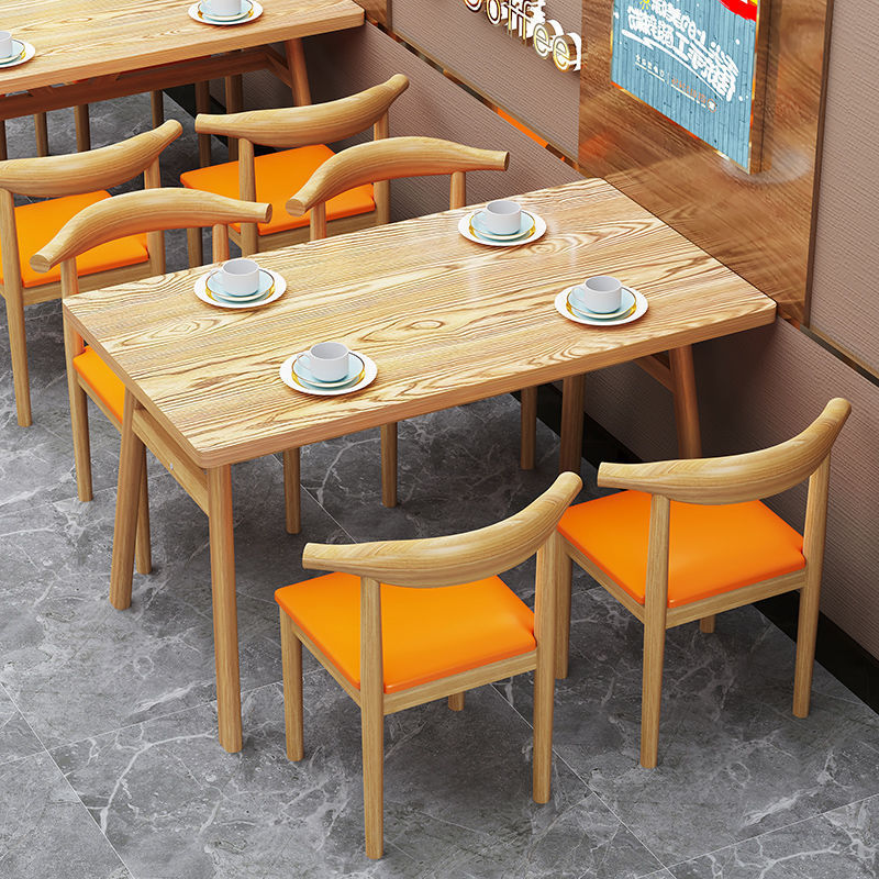 Complete dining table and chair combination Snack bar Milk tea breakfast shop restaurant table and chair canteen dining table and chair commercial restaurant table and chair
