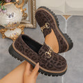 Wholesale women's plus size leopard print loafers: new  spring/autumn retro metal buckle chunky sole