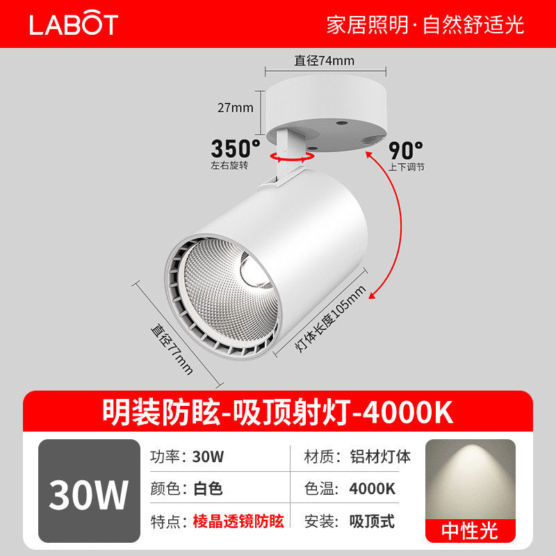 Led surface mounted spotlight - ideal for shops, clothing stores, home background walls, cob small ceiling mounted track light, focused lighting for commercial stores