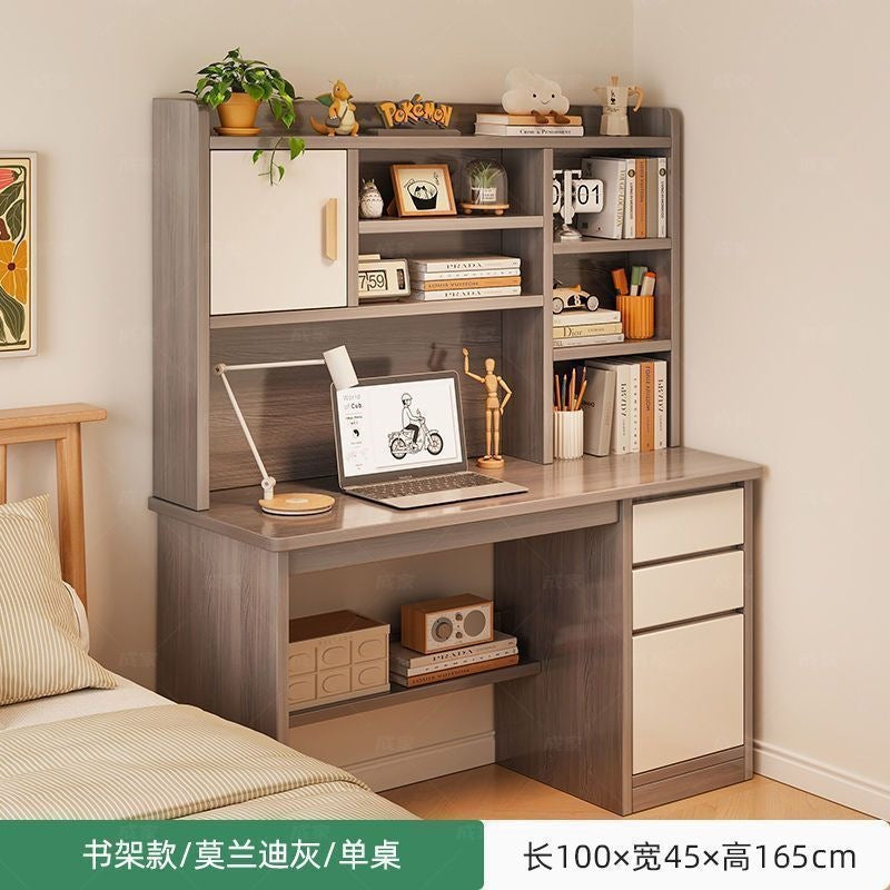 Nordic student desk with bookshelf - all-in-one home bedroom desktop computer desk - assembled study table for elementary school students - writing desk