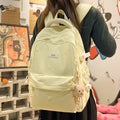 Heart embroiderypure color backpackcute style junior high school and college student backpack macaron color large capacity school bag