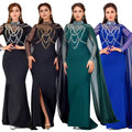 C7260 cross-border   fashion women's elegant rhinestone slim-fit sleeveless shawl dress