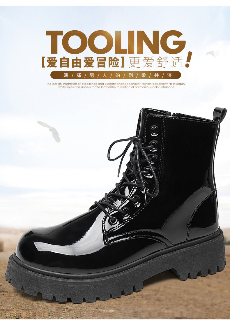 Boots for men 2026new arrivalspring black british style fan motorcycle workwear boots high-top soft leather waterproofcasual leather boots