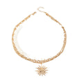 Natural shell necklace wholesale cross-border niche accessible luxury jewelry sun pendant multi-layered vacation style clavicle chain