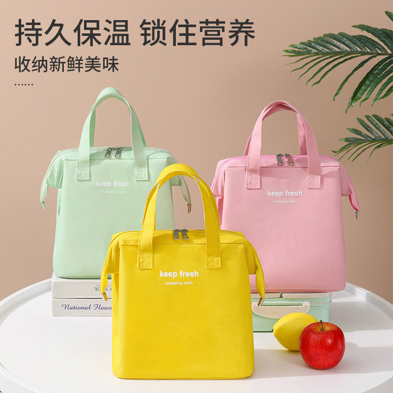 Customized Oxford cloth bento bag, new student lunch bag, bring rice bag to work, large capacity thickened thermal insulation lunch box bag