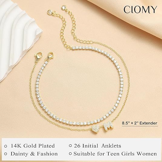 best-selling personalized creative 26-letter heart pendant tennis chain layered anklet versatile couple accessories