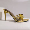 2026 new summer metallic floral french plus size fashion sandals - women's stiletto heel slippers for cross-border e-commerce