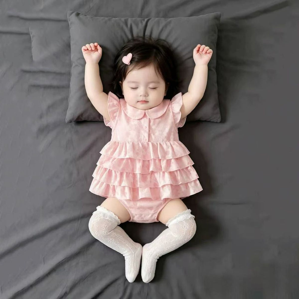 Infant summersweetoutwear hairy baby girl small fresh flying sleeves lace covered skirt elegantoutwear hairy