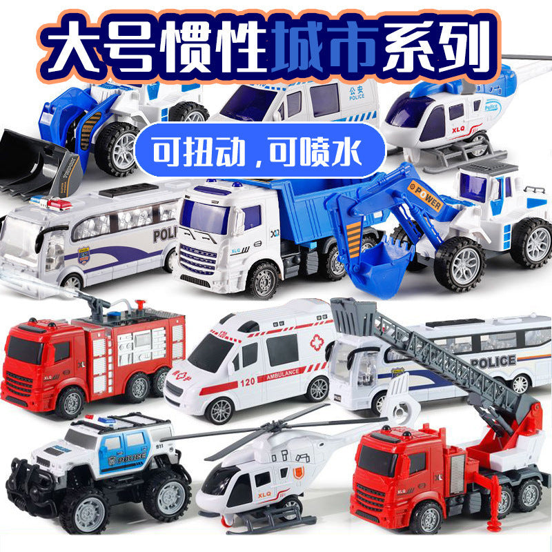Large Children's Inertia Boy Toy Car Construction Vehicle Excavator Crane Dump Truck Mixer Truck Gift Box Set