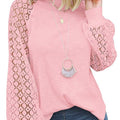 new cross-border  autumn/winter round neck long sleeve lace patchwork loose top for women