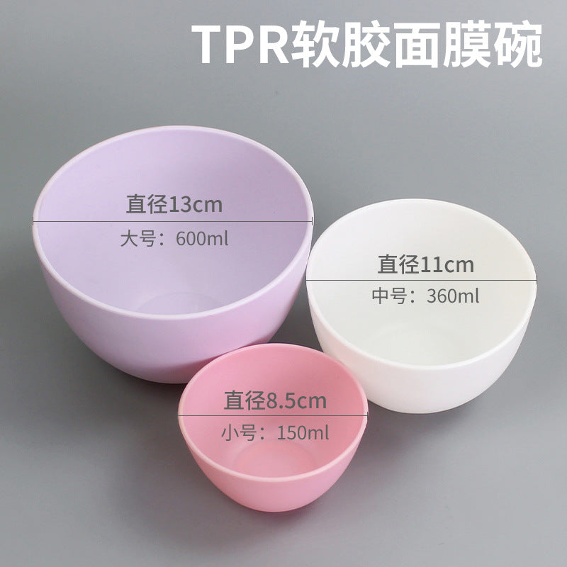 Beauty mask tool imitation silicone bowl mask bowl soft plastic bowl large, medium and small tpr material soft glue mask bowl