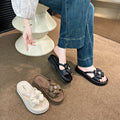 Summer fairy style outdoor slippers - comfortable, versatile, rhinestone clover design, soft sole, fashionable, minimalist, women's platform slippers