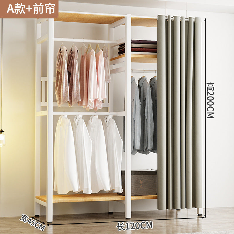 Wardrobe Home Bedroom Simple Assembly Storage Cabinet Rental Room Shelves Strong and Durable Open Wardrobe