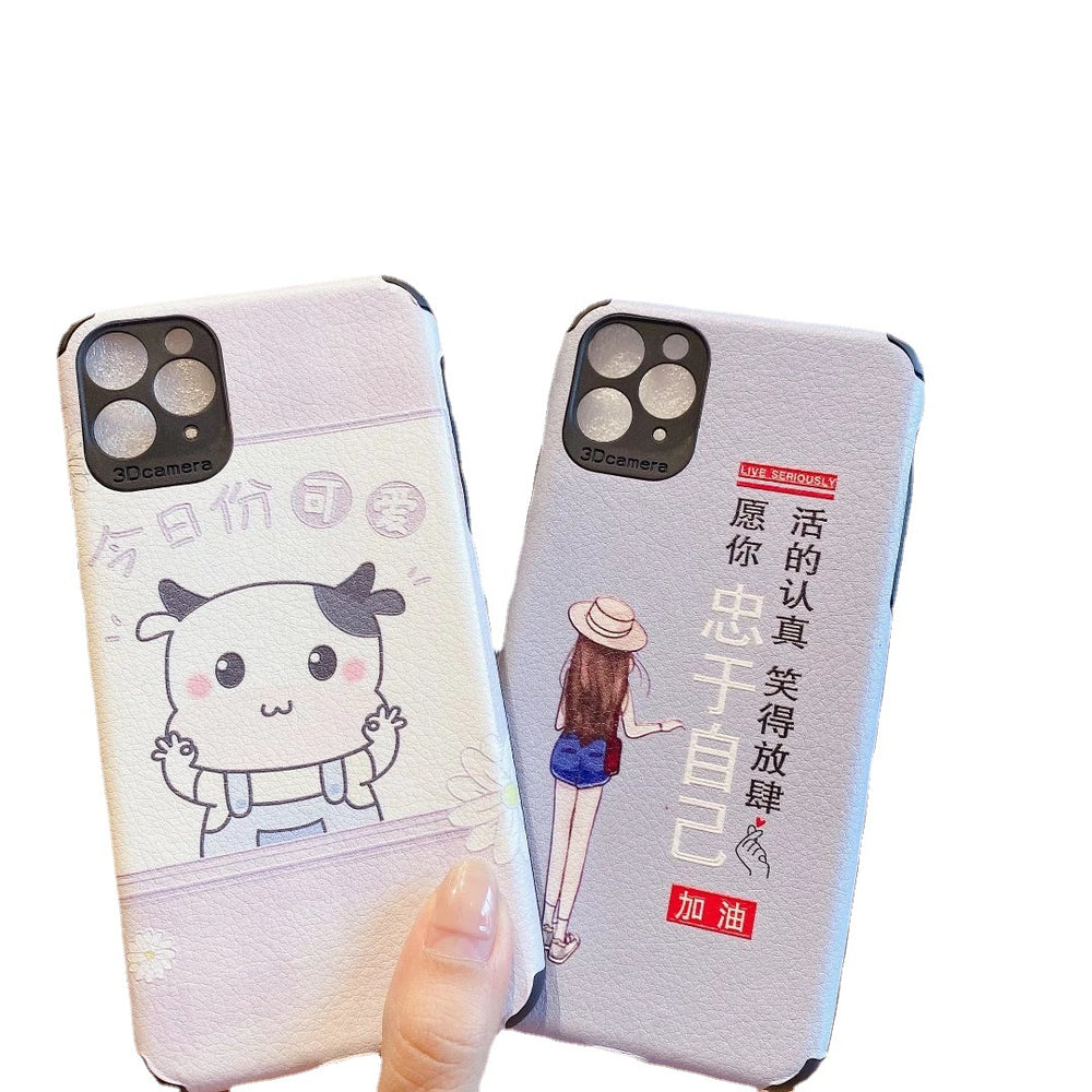 Suitable for new lambskin embossed apple 16 protective case, full coverage anti-drop soft shell wholesale iphone 11 phone case