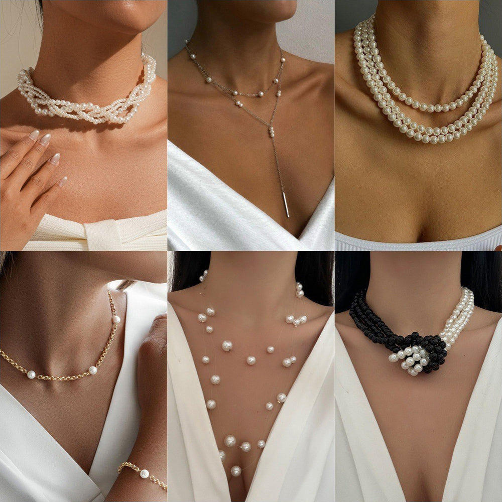 Wholesale faux pearl necklaces - european & american cross-border fashion, vintage jewelry, women's luxury, niche, high-end choker collars