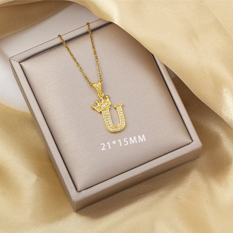 High-end letter layered necklace - 26 alphabet charms, cross-border bestseller, minimalist fashion, premium titanium steel jewelry