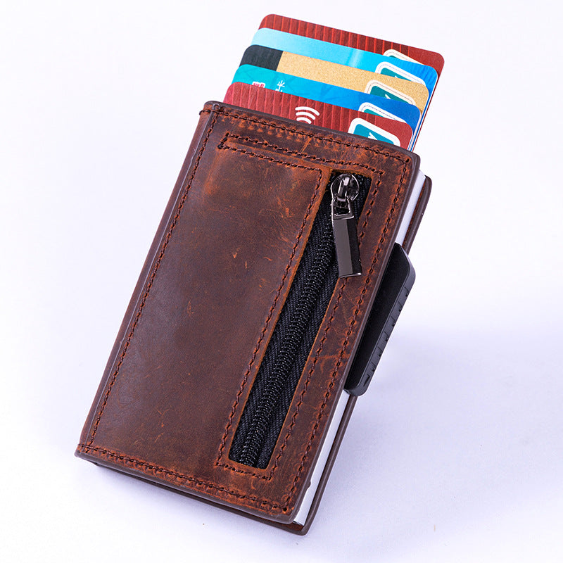 Automatic elastic card bag, shielding anti-theft brush wallet, card bag, card sleeve LOGO aluminum alloy card box