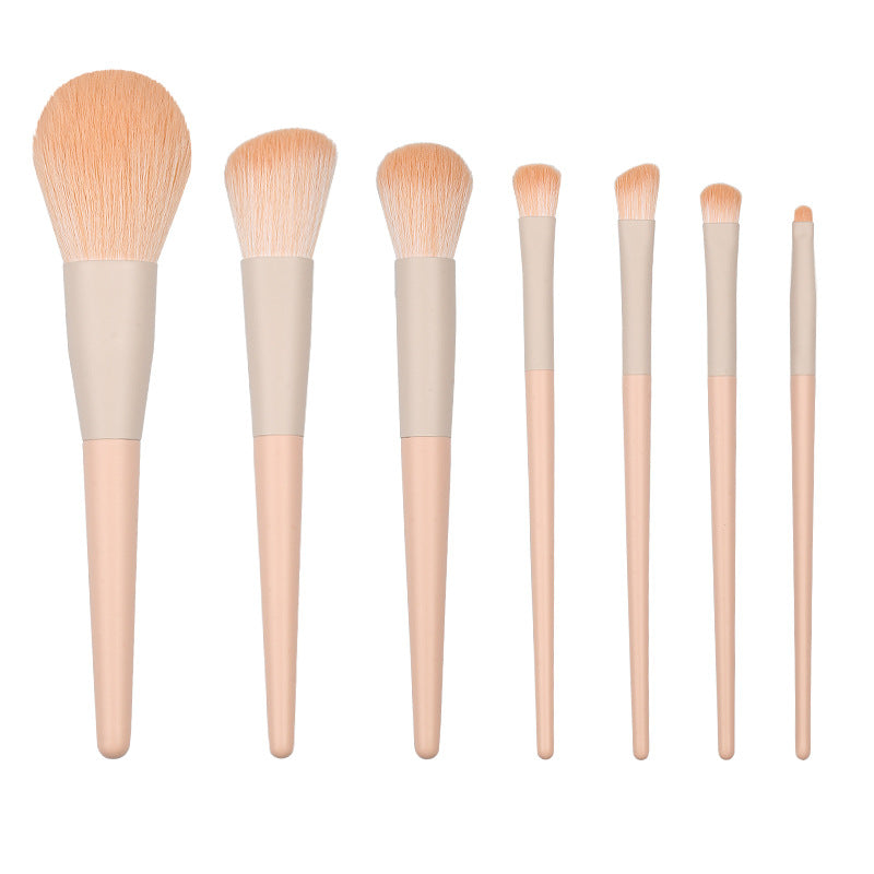 Ready-to-ship wooden handle makeup brush set - includes eyeshadow brush, blush brush, contour brush, powder brush, and a complete set of makeup tools