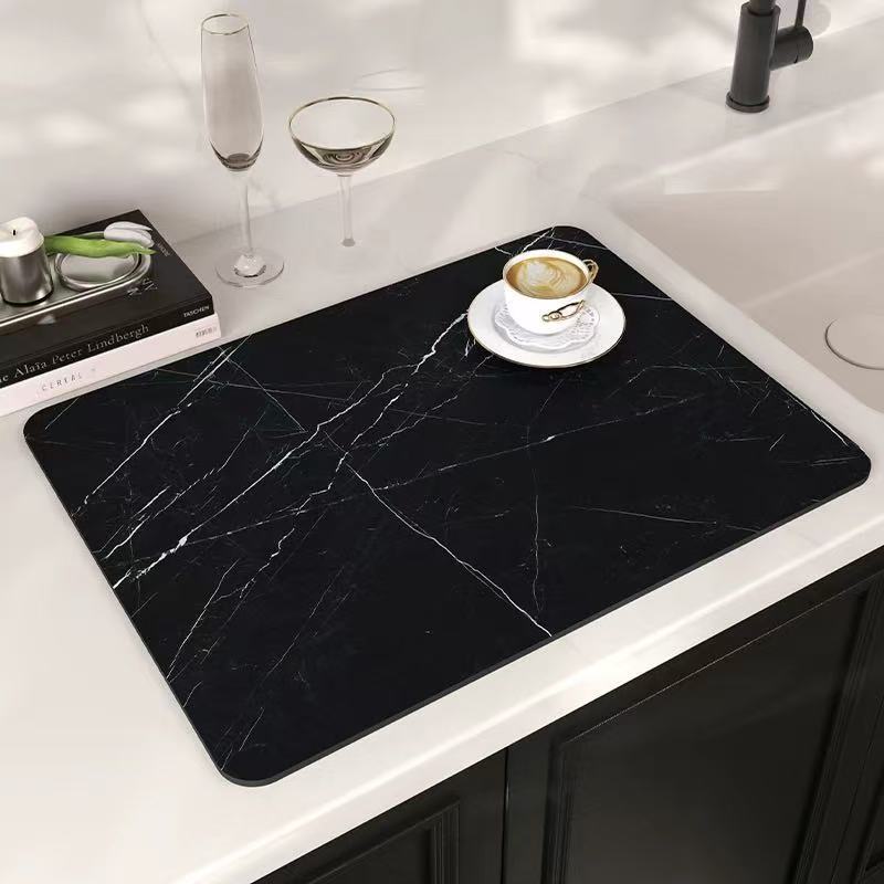 marble kitchen drain mat coffee machine non-slip mat countertop insulation mat absorbent mat drying mat placemat