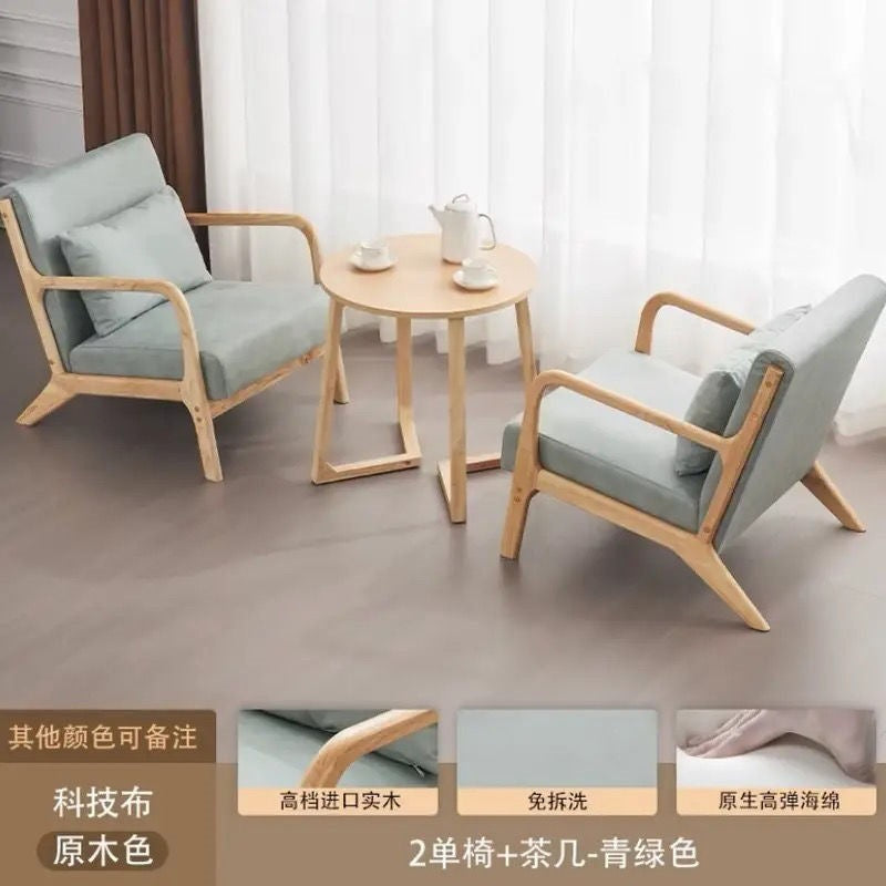 Balcony tea table and chair combination small apartment one table and two chairs household solid wood simple three-piece set reading and drinking tea cp