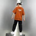 Boys'  summer activewear set: kids' casual short-sleeve and pants outfit, trendy new styles for mid-to-large children