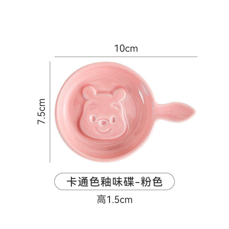Scandinavianinsstylish ceramic relief snack plate cartoon creative cute ceramic dipping dish flavor plate snack plate