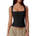 2025 european and american style amazon streetwear hot girl fashion square neck basic slim-fit sleeveless tank top women's undershirt