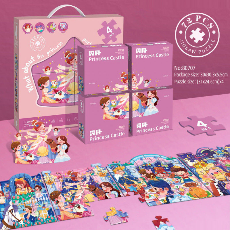 Cross-border export of advanced puzzle toys, four-in-one children's educational puzzles, enlightenment and development of paper flat puzzles